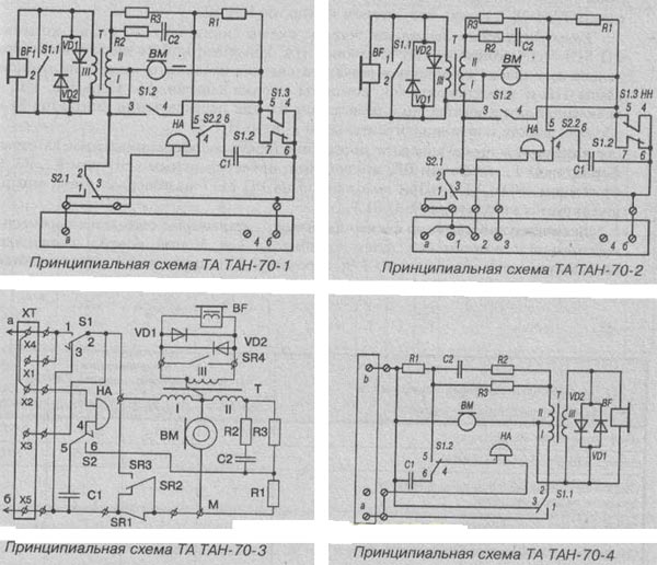 Принципиальная электрическая схема аппарата ТАН-70